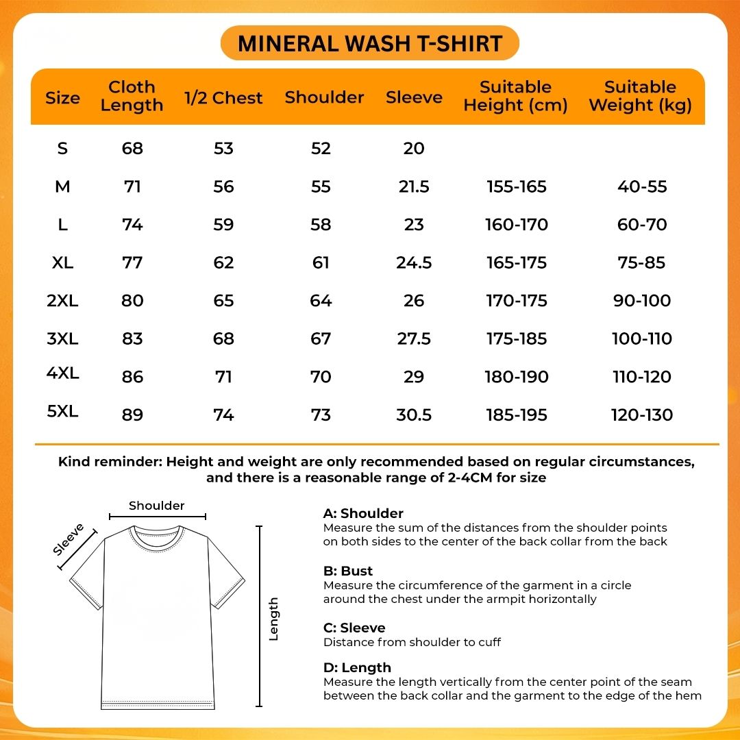 Mineral Wash T Shirt Size Chart - Bad Omens Band Merch
